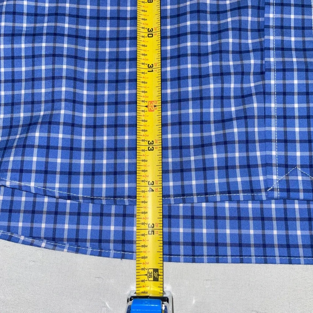 Ralph Lauren Performance Blue Plaid Button Down Shirt Mens 2XLT Tall Stretch